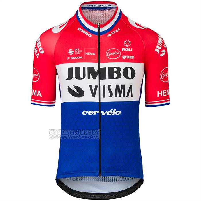 2022 Cycling Jersey Jumbo Visma Red White Blue Short Sleeve And Bib Short